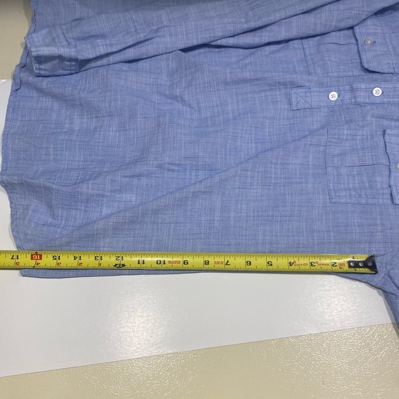 2/30 Guess Mens Lightweight Half Button Down Pullover Collared Shirt Denim Look - Picture 6 of 13